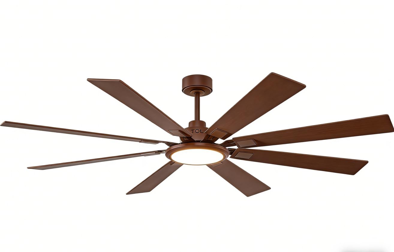 TCL Ceiling Fans with Lights and Remote: 72 Inch 8 Blades Brown DC Fan