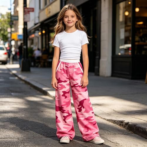 Image of Girls Clothes 2 Piece Short Sleeve T-Shirt Tops & Camo Pants Spring Summer Casual Outfits for Teen Tween Girl 7-14Y