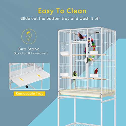 image for VIVOHOME 54 Inch Wrought Iron Large Bird Flight Cage with Rolling Stan