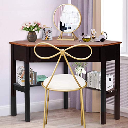 Nightcore Corner Desk For Small Space, Wood Corner Computer Desk, Compact Writing Table W/Drawer & Storage Shelves, Space Saving Study Workstation, Laptop Pc Corner Table For Home Office #TOP3