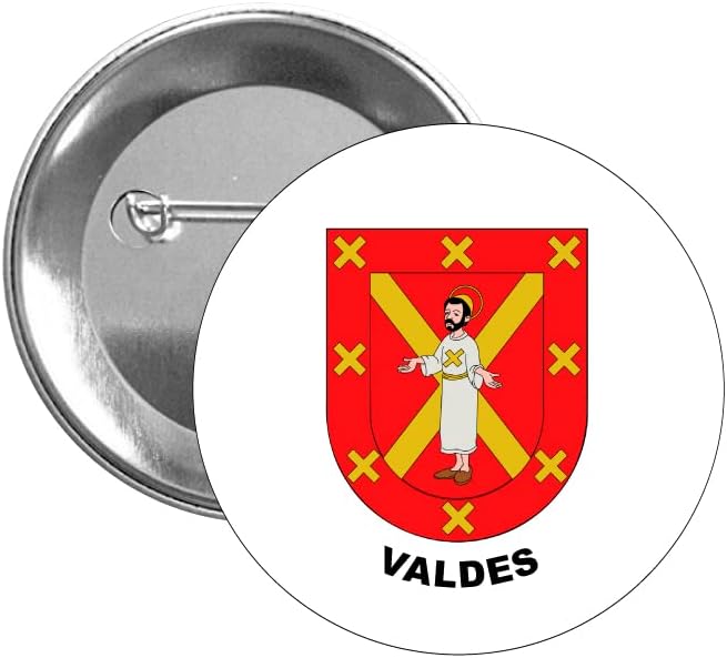 BUTTON . HERALDIC SHIELD SURNAME VALDES FAMILY VERSION 2