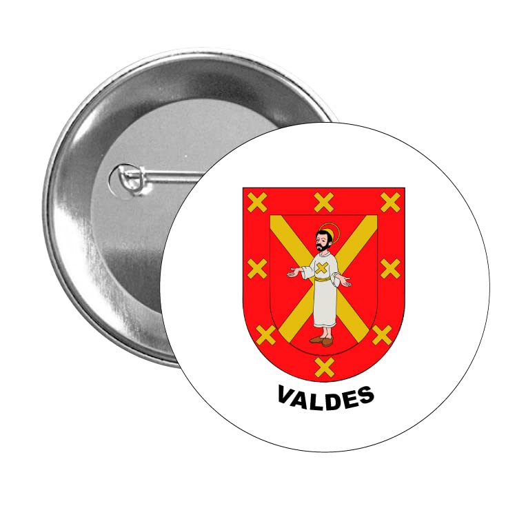 BUTTON . HERALDIC SHIELD SURNAME VALDES FAMILY VERSION 2