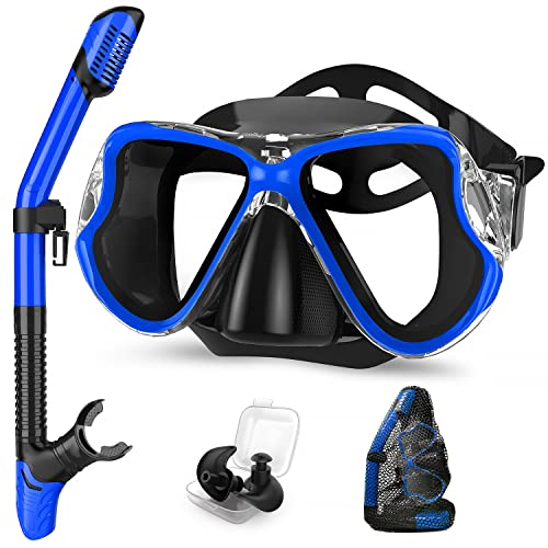 Dry Snorkel Set, 3 in 1 Snorkeling Gear Set with Anti-Fog Diving Mask