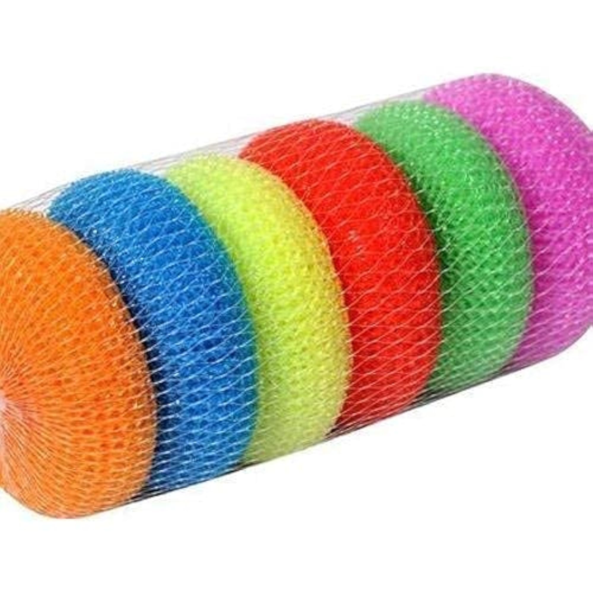 Plastic Bath Scrubber Sponge Pouf Body Scrubber, Set of 12