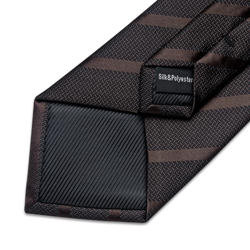 Image of DiBanGu Mens Tie Silk Plaid Striped Necktie and Pocket Square Cufflinks Tie Clip Set with Gift Box Formal Wedding Party