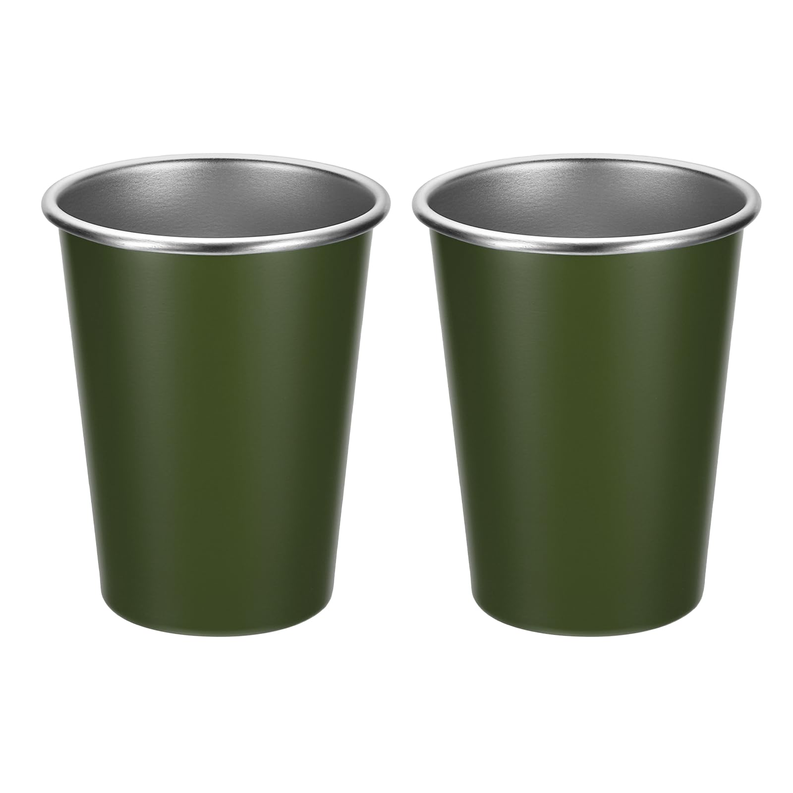 sourcing map 2Pcs Stainless Steel Pint Cups, 500ml/16.9oz Portable Metal Cup Stackable Shatterproof Water Tumbler Drinking Glasses for Home Office Traveling Camping, Party, Bar, Green