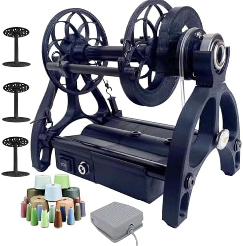Electric Spinning Wheel - Smart Yarn Spinner Machine with 120g Capacity, Foot Switch, 3 Spools, 12V Drum Carder, Adjustable Speed, Forward/Reverse Control for Knitting and Weaving