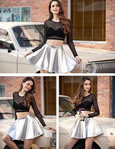 ADOME Women's Crop Mesh Tops for Women Long Sleeve Mesh Crop Top Black XXL