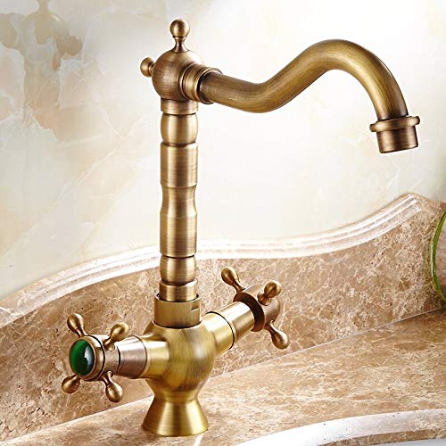 Robinets de lavabo en laiton antique et mitigeur retro vert