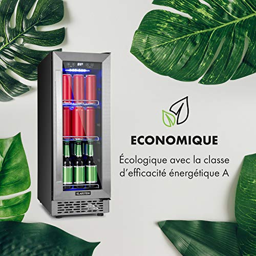 KLARSTEIN Beerlager 56 réfrigérateur pour boissons : 56L, 20 bouteilles, classe A, hauteur 82 cm, porte vitrée avec cadre en inox, 3 tiroirs, température : 0-10 °C, commande tactile, noir – Image 6