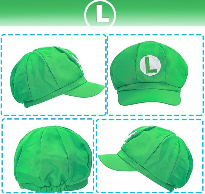ratote Mary and Luigi Hats Costume for Adult–Halloween Cosplay Accessories Kit, Funny Couple Outfits for Men and Women3