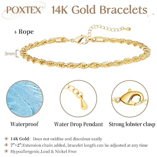 Poxtex Gold Rope Bracelet For Women thumb #4