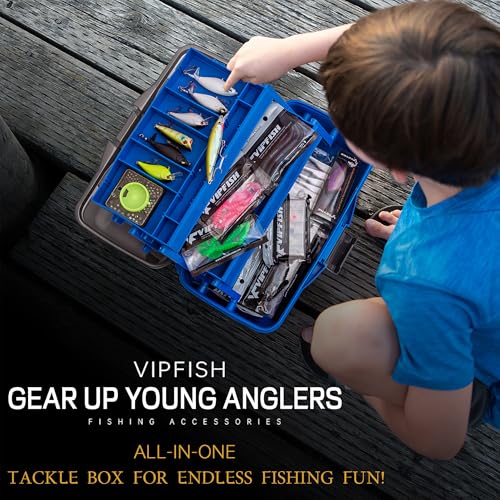 Image of Fishing Tackle Box with Tackle Included Lures, Hooks, Weights, 3-Layer Freshwater Fishing Tackle Kit for Bass Fishing Gear and Equipment, Gift for Fishingman gift choice for Fathers Day