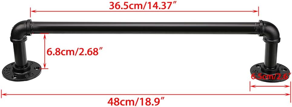 Industrial Pipe Towel Rack Bar, Heavy Duty Bath Towels Rod Holder, 16 Inch image 3