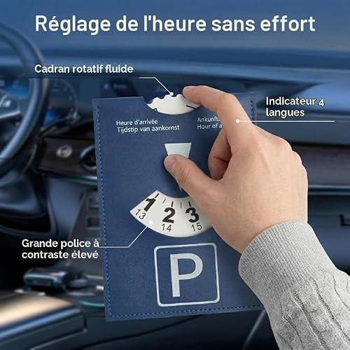 XINML Disque de Stationnement en Cuir Bleu (11 x 15 cm), Disque de Bleue Homologué pour Voiture, Accessoire Intérieur de Luxe en Similicuir, pour Auto Camping-Car et Camion, Léger 30g & Robuste – vue 4