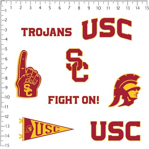 Image of University of Southern California USC 8ct Premium Vinyl Large Sticker Pack for Laptop Water Bottle Tablet Scrapbooking Skateboard Indoor Outdoor Decals