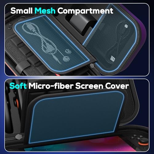 Image of Auarte [Charge inside Carrying Case for Nintendo Switch 2 2025 / Switch OLED / Switch with Adapter and for Joy Cons Storage, Travel Cases for Switch 2 Console with 22 Game Card Storage (Purple)