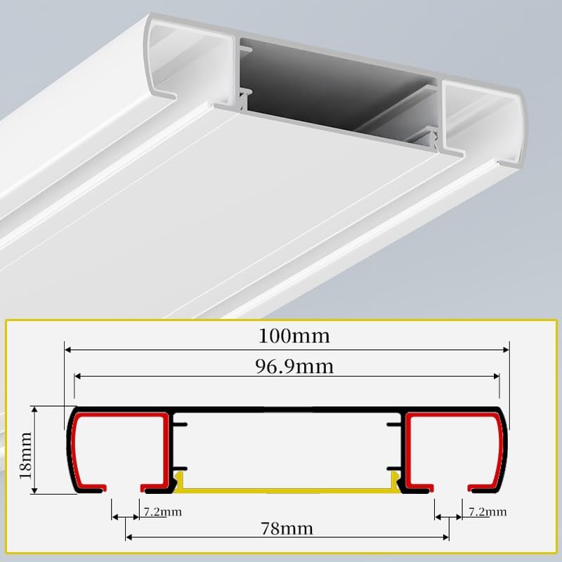 Support de plafond réglable en aluminium pour rideaux, rail coulissant à 2 canaux dissimulés pour un fonctionnement fluide, parfait pour une utilisation à la maison et au bureau