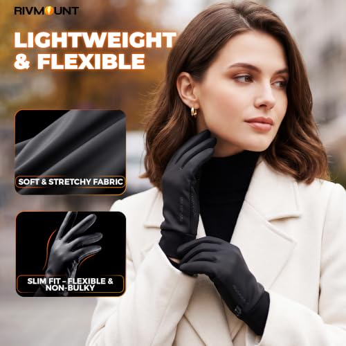Image of rivmount Winter Gloves Women Men, Cold Weather Touch Screen Liner Glove, Windproof 3-Layers, for Running, Cycling, Biking, Hiking, Driving