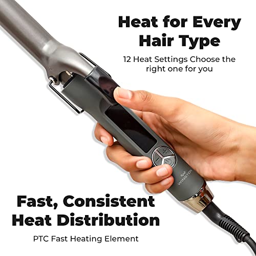 Image of WINSTON Hair Tong Curler for Women with 25mm Fast Heating Tourmaline Infused Barrel Rod for Hair Curling | Professional Hair Curling Tong machine - Black