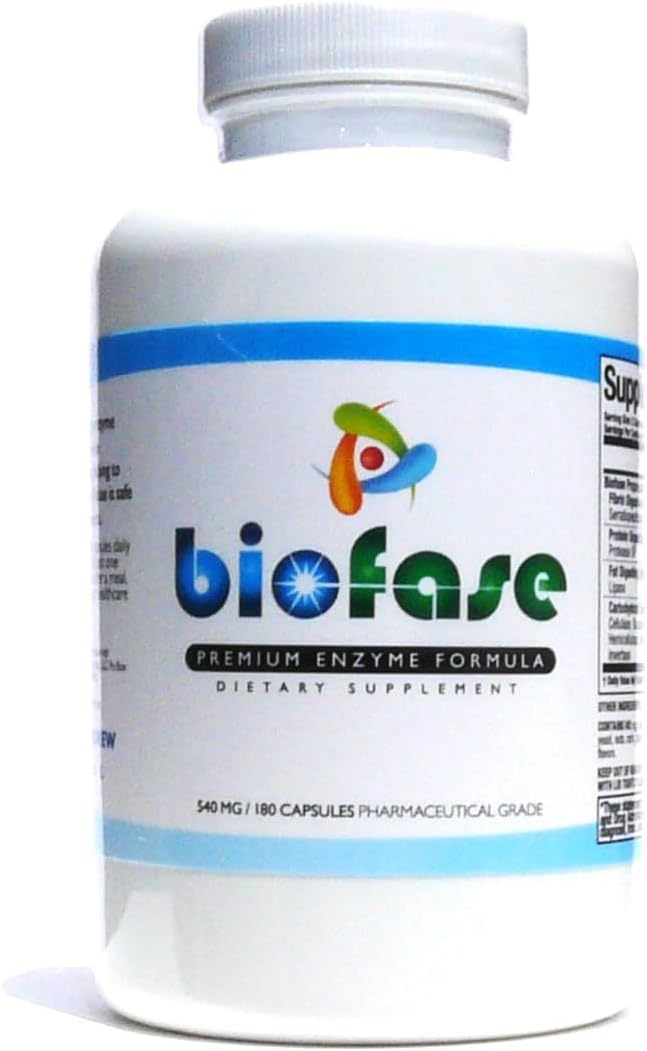 Biofase-Premium-Enzyme-Formula 180 Capsules - Biofilm Defense & Digestion - Systemic Enzymes to Support Intestinal Health - No Fillers!