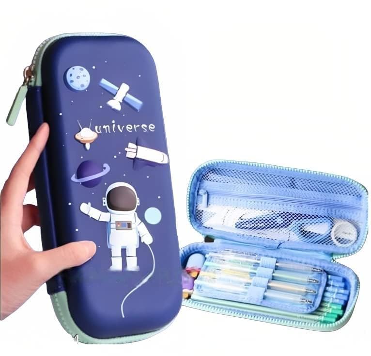 Image of LONGMIRE Plastic 3D Cover Space Pencil Case Large Capacity Pencil Pouch Bag Compass School Pouch Organizer For Students Kids Premium Stylish Pen Holder Pouch,Stationery Box,(Pack Of 1)-Multicolor