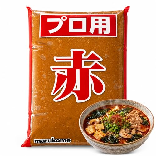 Pasta de sopa de miso, Miso rojo de Marukome, Apto para preparar sopas, guisos y Marinados, Miso Japonés, Producida en Japón con Soja Local, Contiene 1 unidad de 1 Kg