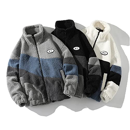 HB1 Vintage Polar Fleece Jacket Oversized Windproof Jacket Winter Warm Coat Casual Stand-up Collar Men Outwear4