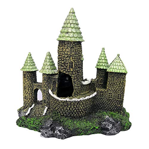 Image of M2cbridge Aquarium Decor Castle Shipwreck Ornament Underwater Landscape(Green Castle)