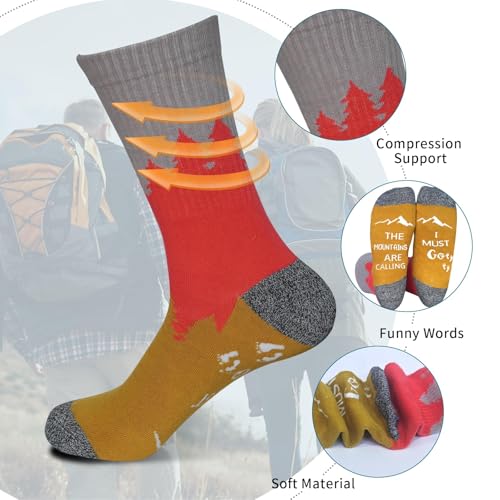 Image of ANOTION Funny Hiking Socks for Men & Women - Moisture Wicking Lightweight Compression Socks,Women Hiking Socks Summer