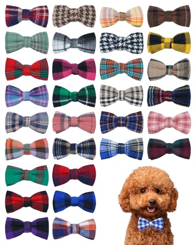 PET SHOW 30個 格子縞 小型犬 蝶ネクタイ 犬の蝶ネクタイ ワンちゃん ペット 首輪 アタッチメント 女の子 男の子 猫 子猫 夏 バレンタイン ホリデー クリスマス 誕生日 ウェディング コスチューム