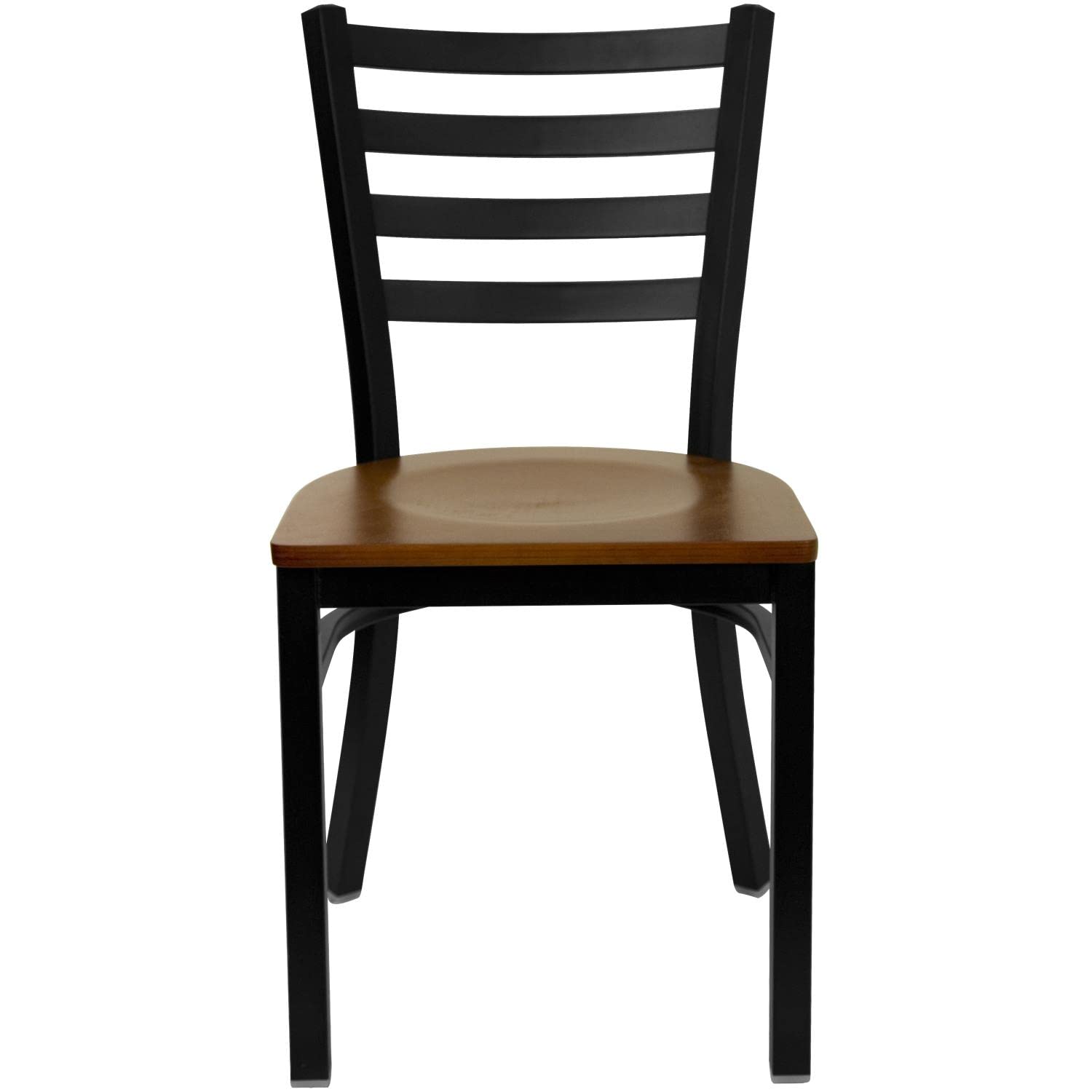 Flash Furniture HERCULES Series Black Ladder Back Metal Restaurant Chair - Cherry Wood Seat