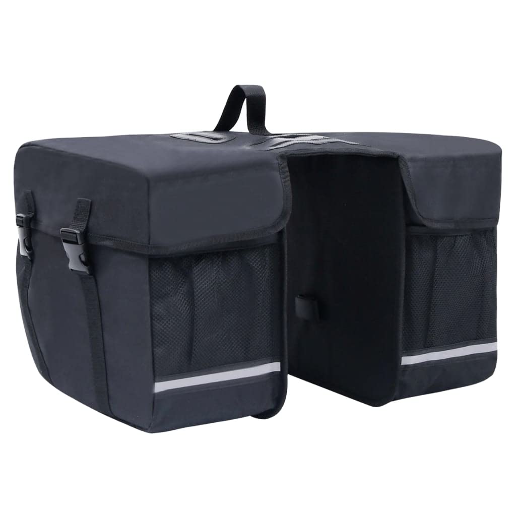 Podwójna torba rowerowa na bagażnik, wodoszczelna, 35 l, poliester 600D, czarna, z odblaskowymi paskami, łatwy montaż, do jazdy na rowerze, trekkingu, MTB, miejskiego roweru