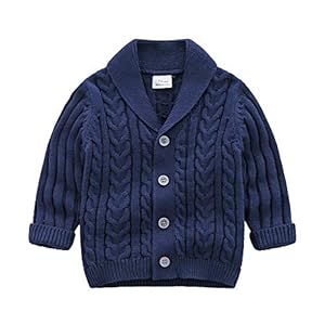 Feidoog Infant Baby Boys Cardigan Crochet Sweater V-Neck，Toddler Knit Button up Knitted Pattern Pullover Sweatshirt