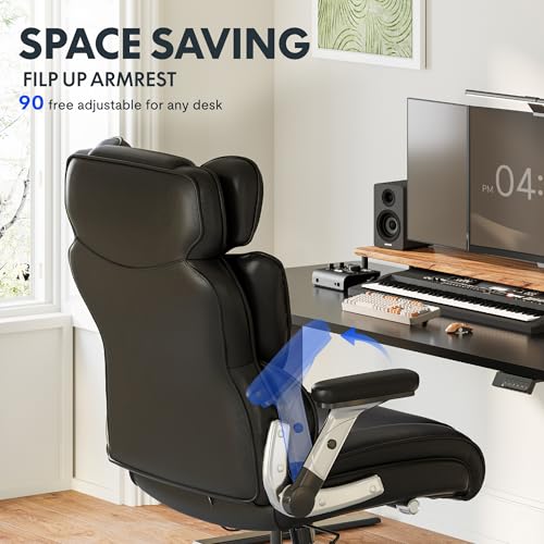 Image of FLEXISPOT 600lbs Big and Tall Office Chair for Heavy People, High Back Heavy Duty Computer Chair with Lumbar Support 2D Armrest, Desk Chairs for Working Gaming Relaxing Cross Legged, PU Leather, Brown