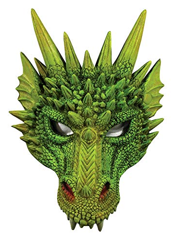 Dragon Nest Archer Costumes - Forum Novelties Medieval Fantasy Dragon Half Mask, Green, One