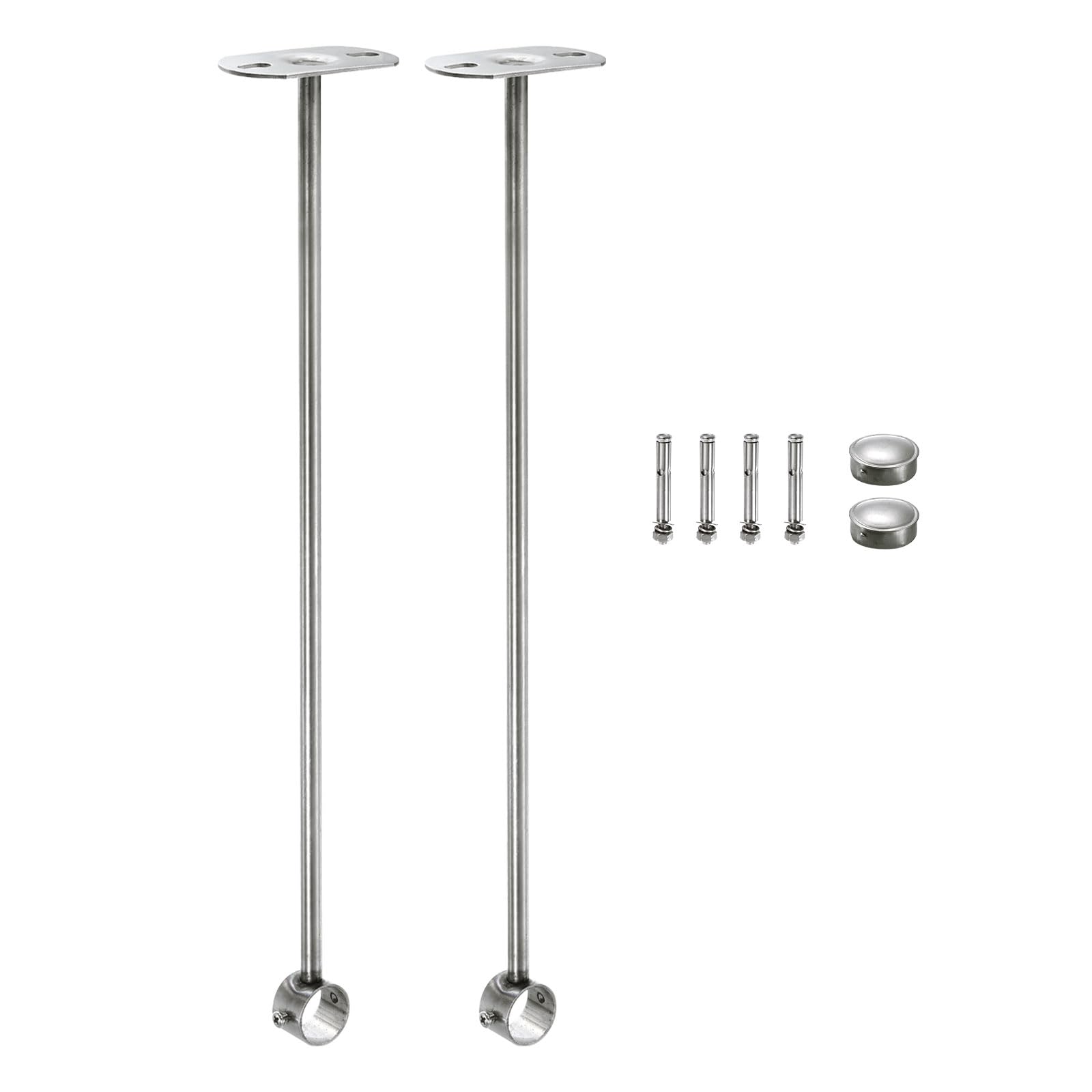 sourcing map 2 staffe di montaggio a soffitto, staffa per tubo dell'armadio, tenda da doccia, armadio, asta di supporto per asta per tubo flangiato, 25 x 450 mm
