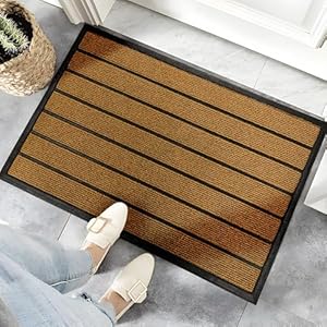 Front Door Mat for Outdoor Entrance: All Weather Durable Welcome Mat for Indoor Entryway, Patio, Garage, Porch - Thin Absorbent Dirt Trapper Doormat - Weatherproof, Easy to Clean - 30" x 17", Brown Front Door Mat for Outdoor Entrance All Weather Durable Welcome Mat for Indoor Entryway Patio Garage Porch Thin Absorbent Dirt Trapper Doormat Weatherproof Easy to Clean 30 x 17 Brown