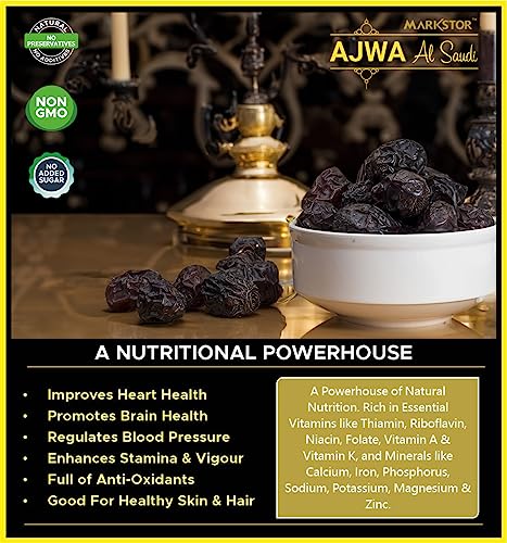 Image of MARKSTOR Ajwa Al-Saudi - Finest Original Ajwa Dates 1Kg Pack (Khajoor /Khajur) Of Madina, Saudi Arabia - 500 Grams X 2 Boxes, Fresh