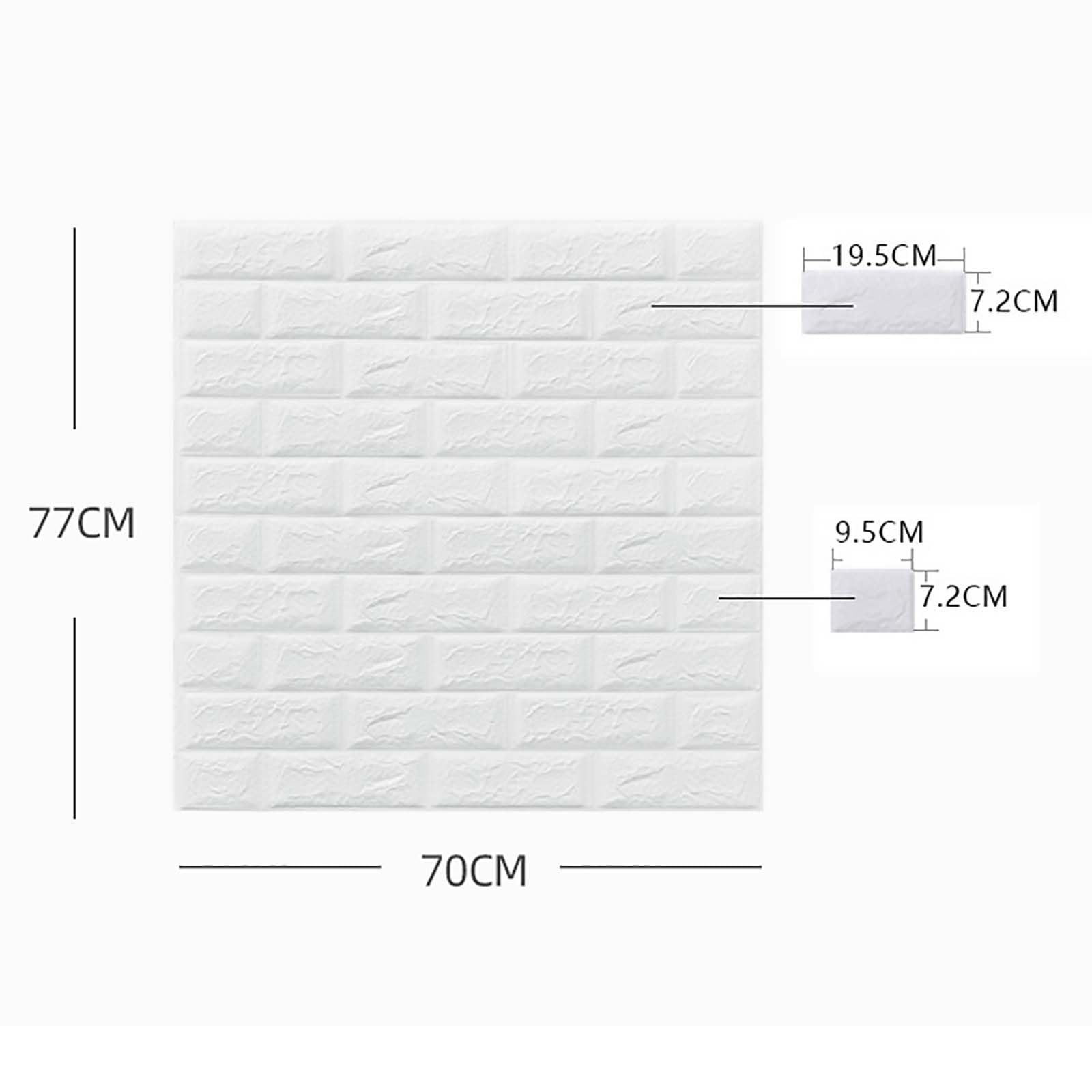 HAILM Pannelli Murali Bianchi 3D Carta Parati Schiuma Mattoni, 70x77cm Piastrelle Murali Autoadesive Decorative, 5,5 mm Spessore Anti-Collisione Peel e Stick 3D Wall Stickers,10 PCS
