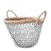 Produktbild Marokkanisches Körbchen | Silber | H:17cm | Korb aus Palmblättern geflochten mit Lederriemen