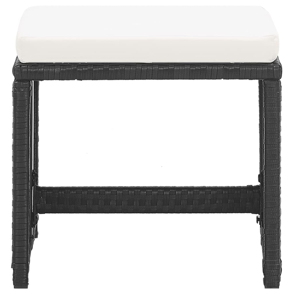 vidaXL 2X Tabourets de Jardin avec Coussins Tabourets de Terrasse Tabourets de Patio Tabourets d'Extérieur Repose-Pied Résine Tressée Noir