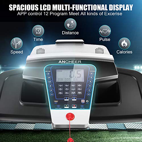 ANCHEER Treadmills for Home, 3.25HP APP Folding Treadmill with Automatic Incline, Walking Running Jogging Machine for Home/Gym Cardio Use