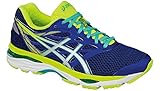 ASICS Women's Gel-Cumulus 18 Running Shoe, Blue/Silver/Safety Yellow, 6 M US