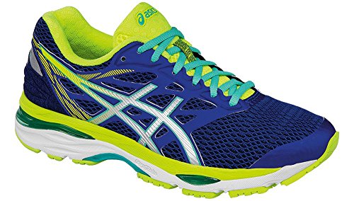 ASICS Women's Gel-Cumulus 18 Running Shoe, Asics Blue/Silver/Safety Yellow, 5 M US