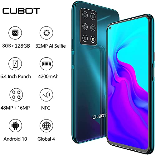 Cubot Unlocked Smartphone (8Gb+128Gb) With 6.4-Inch Fhd+ Display,Five Al Cameras, Android 10, 4200Mah Battery, 4G Dual Sim Phone (Black) #TOP1