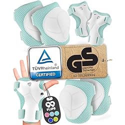 Patines Oxelo 99FLIPS protecciones patines niño e niña - protecciones skate niño rodilleras patines de hielo - rodilleras y coderas niño - protectores patines 4 ruedas - FLASH Talla S/M VERDE MENTA