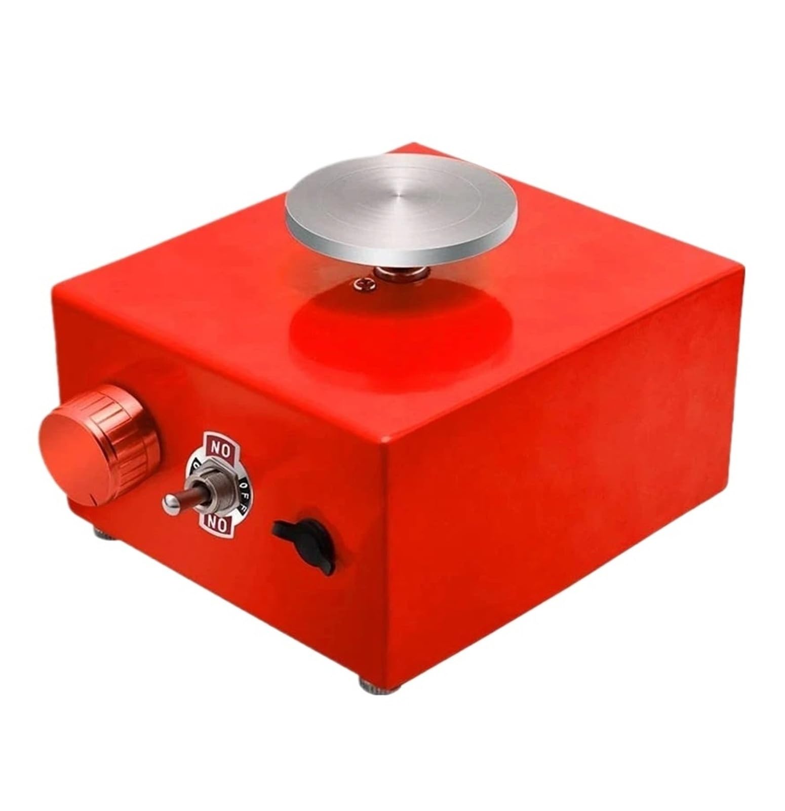 Mini Clay Electric Pottery Wheel Machine, Pottery Forming Speed Machine Adjustable with 6.5+10cm Turntable+Sculpt Ceramic Tools Multiple Uses(Red)
