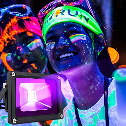 Degruand 10W LED Black Light,Blacklight Flood Light with Plug, IP65 Waterproof,Light Up 10x10FT Area,Wire1.5M/4.92FT, for Glow Party Halloween Bedroom Neon Glow Decor - Image 4