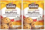 VAHINÉ - Préparation pour Muffins chocolat & noisettes caramélisées, Préparation pour muffins aux pépites de chocolat noir et aux noisettes hachées sucrées 330 g (Lot de 2)